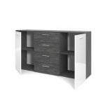 MELODY komód, beton-fehér, 3 részes
