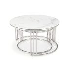 MERCURY dohányzóasztal szett, fehér márvány