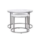 Paola Dohányzóasztal szett, Fehér Márvány-Ezüst