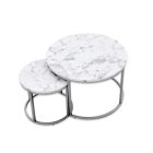 Paola Dohányzóasztal szett, Fehér Márvány-Ezüst