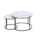 Paola Dohányzóasztal szett, Fehér Márvány-Ezüst