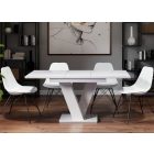 Masiv Étkezőasztal, Magasfényű fehér 