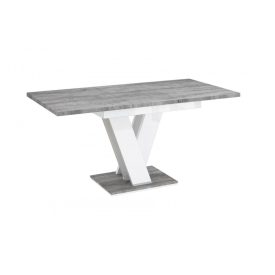 Masiv Étkezőasztal, Beton-Magasfényű fehér 