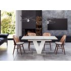 Masiv Étkezőasztal, Beton-Magasfényű fehér 