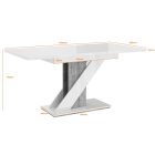Meva Étkezőasztal, Magasfényű fehér-Beton 